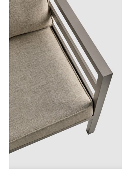 Sofá Esquinero Exterior WELDON 226x226x82 cm, Aluminio, Olefina / Caqui / Arena - Brafab