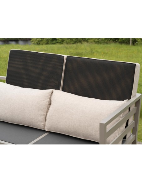 Sofá Esquinero Exterior WELDON 226x226x82 cm, Aluminio, Olefina / Caqui / Arena - Brafab