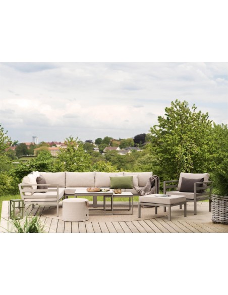 Sofá Esquinero Exterior WELDON 226x226x82 cm, Aluminio, Olefina / Caqui / Arena - Brafab