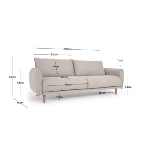 Sofá Carlota 3 plazas beige 213 cm - Kave Home 2
