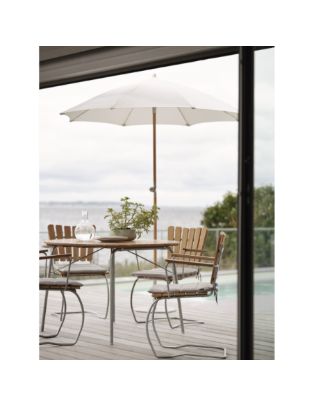 Mesa Plegable Exterior 56:AN Ø110 cm de Comedor, Teca Natural / Acero Galvanizado - Brafab