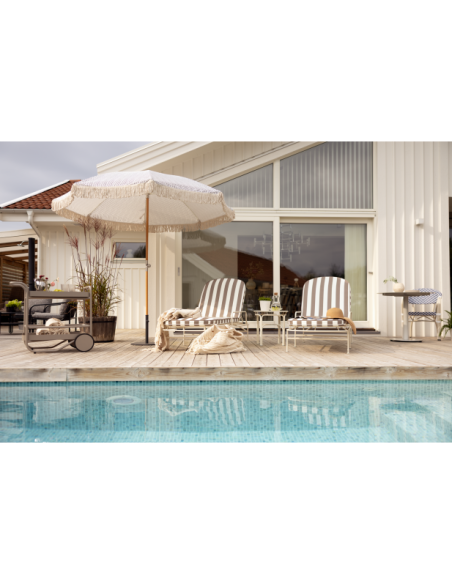 Mesa Auxiliar Exterior ARTS Ø46 cm, Acero / Blanco Suave - Brafab