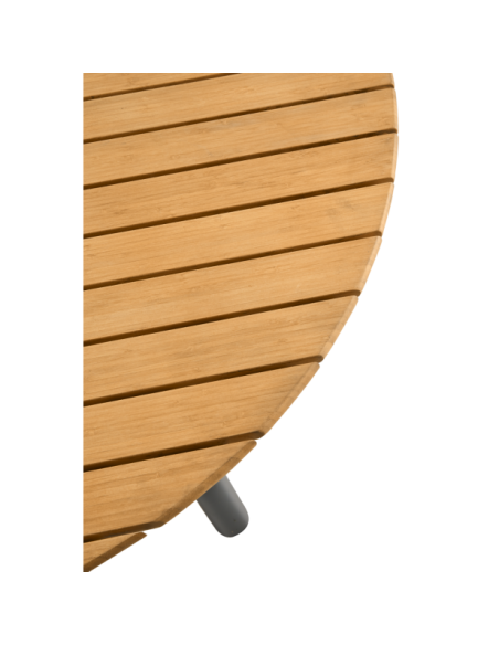 Mesa Exterior BAM BO Ø120 cm de Comedor, Aluminio Antracita / Bambú Natural - Brafab