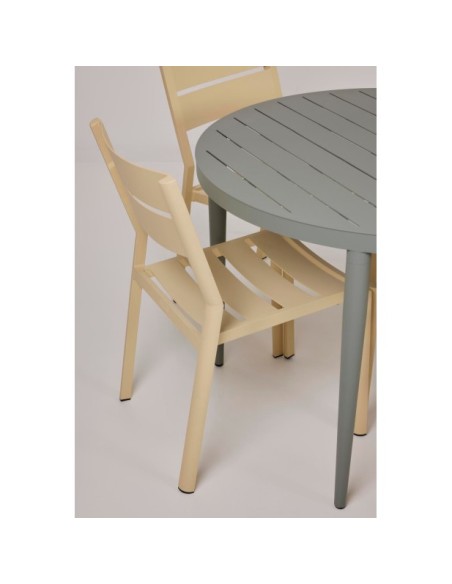 Mesa Exterior BIGBY Ø100 cm de Comedor, Aluminio / Verde Empolvado - Brafab