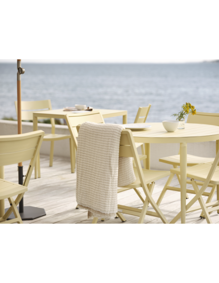 Mesa Exterior BIGBY Ø100 cm de Comedor, Aluminio / Amarillo Limón - Brafab