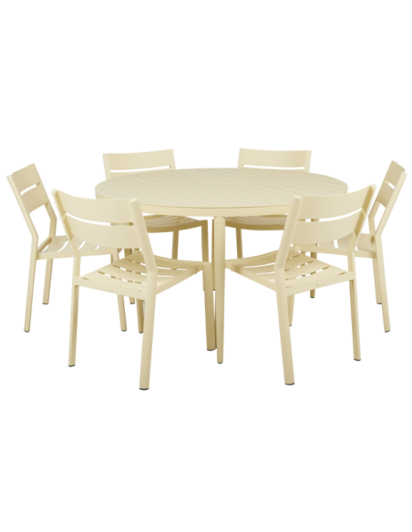 Mesa Exterior BIGBY Ø130 cm de Comedor, Aluminio / Amarillo Limón - Brafab