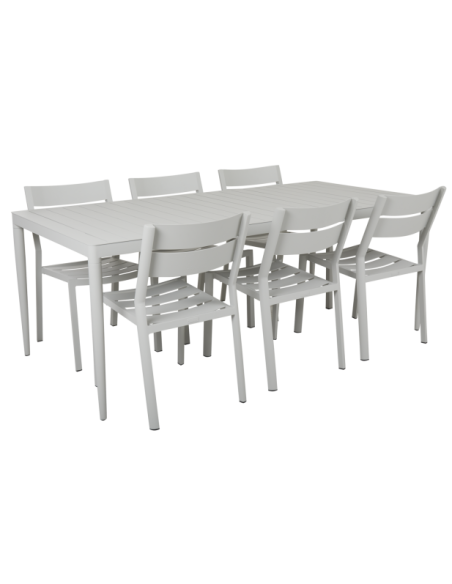 Mesa Exterior BIGBY 195x90 cm de Comedor, Aluminio / Gris Claro - Brafab