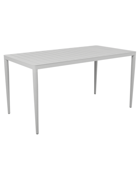 Mesa Exterior BIGBY 144x76 cm de Comedor, Aluminio / Gris Claro - Brafab