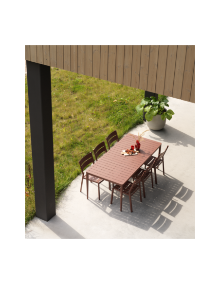 Mesa Exterior BIGBY 195x90 cm de Comedor, Aluminio / Rojo Zin - Brafab