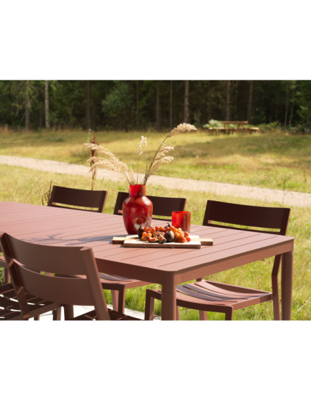 Mesa Exterior BIGBY 195x90 cm de Comedor, Aluminio / Rojo Zin - Brafab