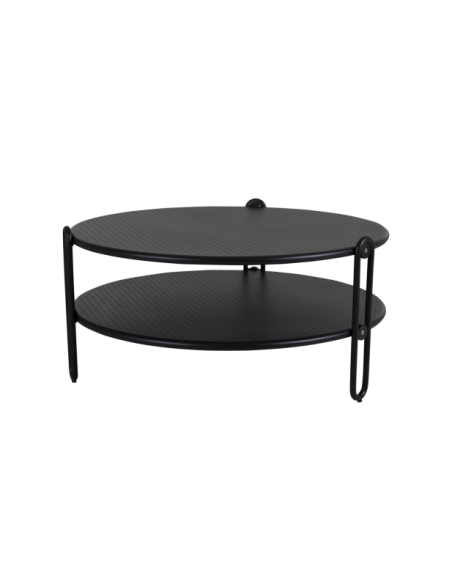 Mesa de Centro Exterior BLIXT Ø85 cm, Aluminio / Negro - Brafab