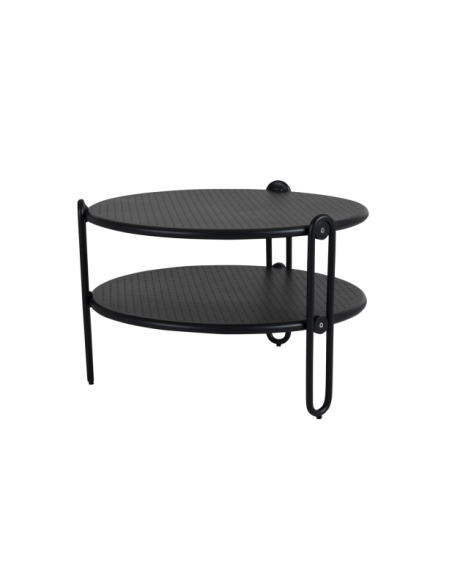 Mesa de Centro Exterior BLIXT Ø65 cm, Aluminio / Negro - Brafab