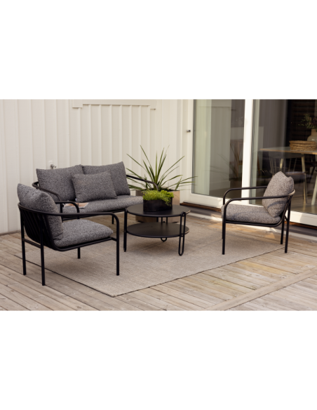 Mesa de Centro Exterior BLIXT Ø65 cm, Aluminio / Negro - Brafab