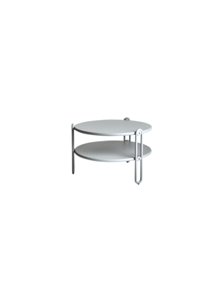Mesa de Centro Exterior BLIXT Ø65 cm, Aluminio / Gris Claro - Brafab