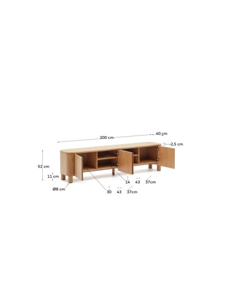 Mueble TV Salaya de madera contrachapada de fresno FSC Mix Credit 200 x 52 cm - Kave Home