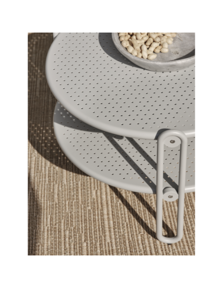 Mesa de Centro Exterior BLIXT Ø65 cm, Aluminio / Gris Claro - Brafab