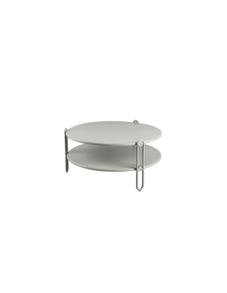 Mesa de Centro Exterior BLIXT Ø85 cm, Aluminio / Gris Claro - Brafab