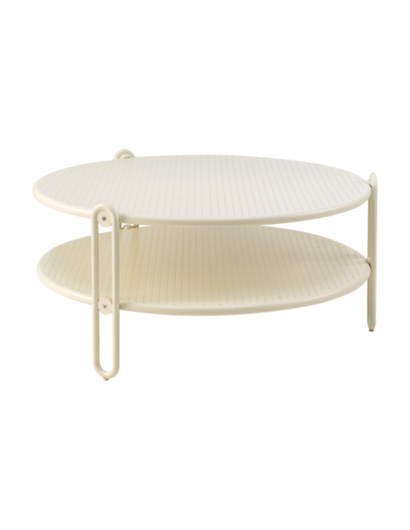 Mesa de Centro Exterior BLIXT Ø85 cm, Aluminio / Blanco Perla - Brafab