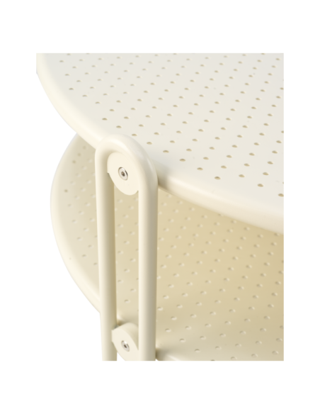 Mesa de Centro Exterior BLIXT Ø85 cm, Aluminio / Blanco Perla - Brafab