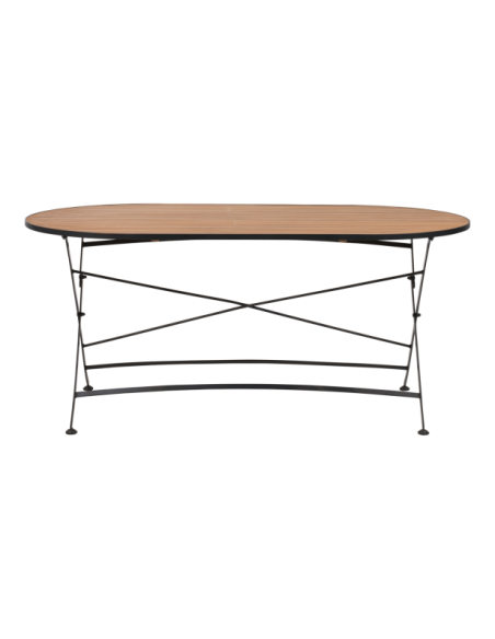 Mesa Plegable Exterior BREWER 160x85 cm de Comedor, Acero, Teca FSC / Negro / Natural - Brafab