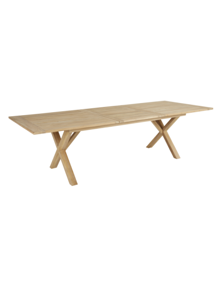 Mesa Extensible Exterior BRUTUS 200/265x100 cm de Comedor, Madera de Teca Natural - Brafab
