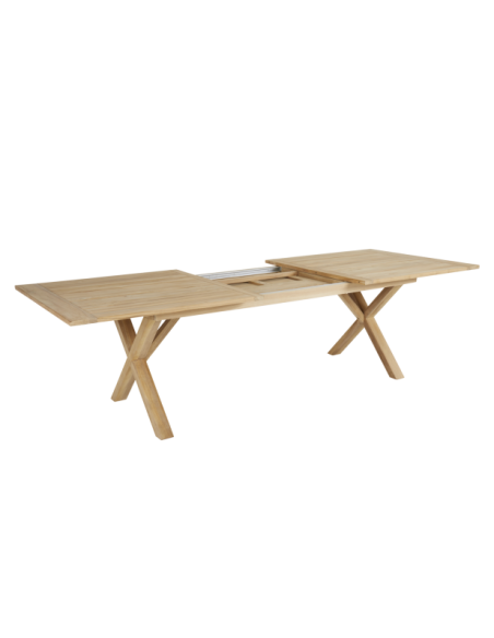 Mesa Extensible Exterior BRUTUS 200/265x100 cm de Comedor, Madera de Teca Natural - Brafab