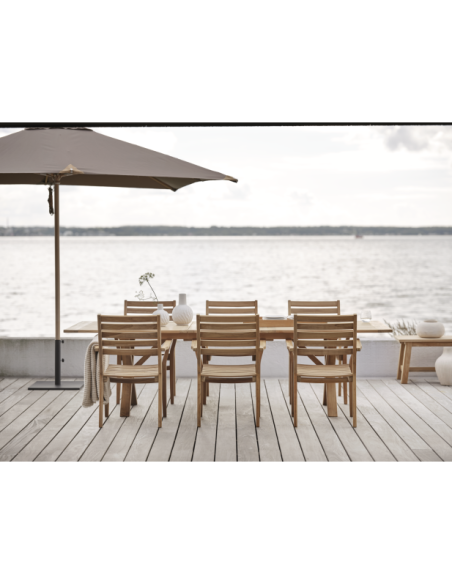 Mesa Extensible Exterior BRUTUS 200/265x100 cm de Comedor, Madera de Teca Natural - Brafab