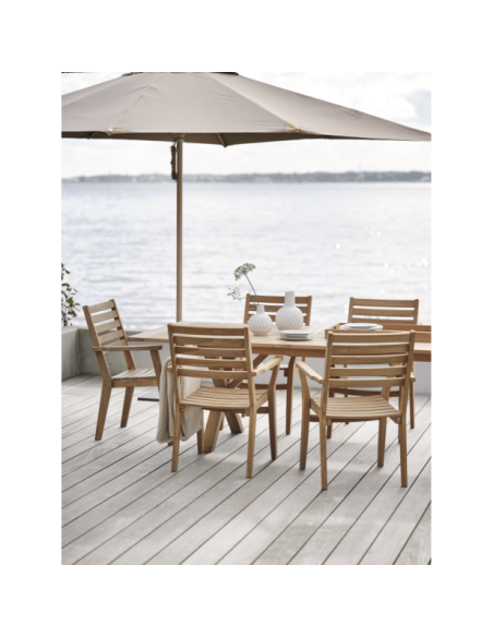 Mesa Extensible Exterior BRUTUS 200/265x100 cm de Comedor, Madera de Teca Natural - Brafab