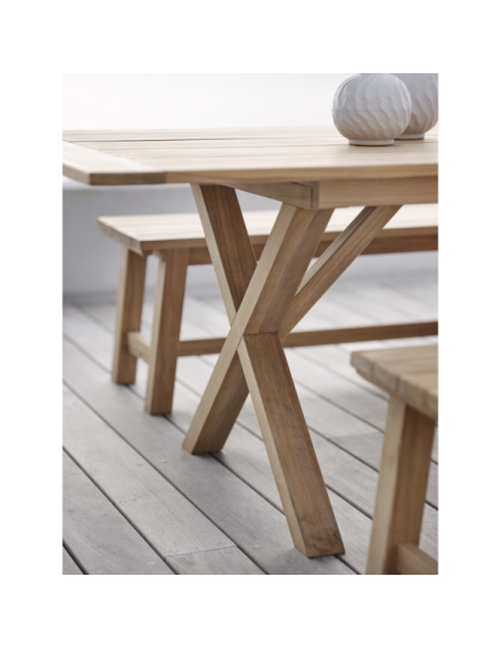 Mesa Extensible Exterior BRUTUS 200/265x100 cm de Comedor, Madera de Teca Natural - Brafab