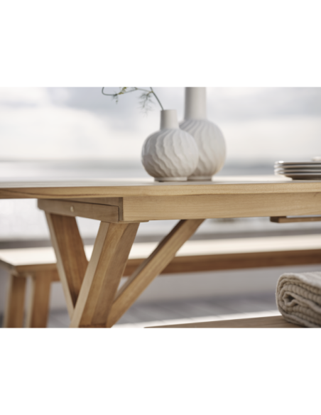 Mesa Extensible Exterior BRUTUS 200/265x100 cm de Comedor, Madera de Teca Natural - Brafab
