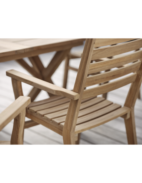 Mesa Extensible Exterior BRUTUS 200/265x100 cm de Comedor, Madera de Teca Natural - Brafab