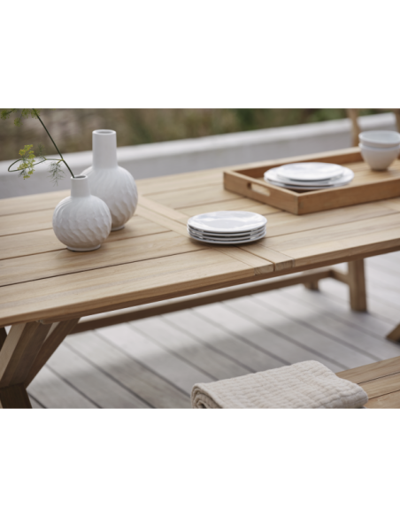 Mesa Extensible Exterior BRUTUS 200/265x100 cm de Comedor, Madera de Teca Natural - Brafab