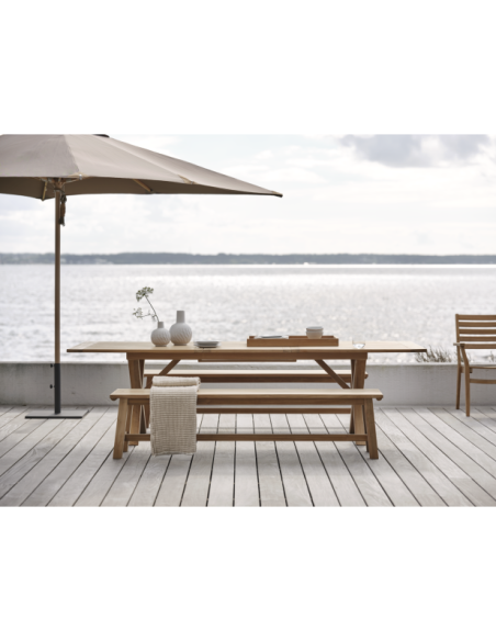Mesa Extensible Exterior BRUTUS 200/265x100 cm de Comedor, Madera de Teca Natural - Brafab