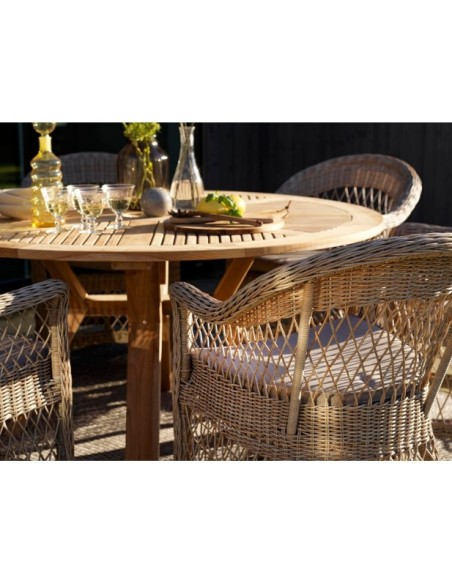 Mesa Exterior CIRCUS Ø150 cm de Comedor, Madera de Teca / Natural - Brafab