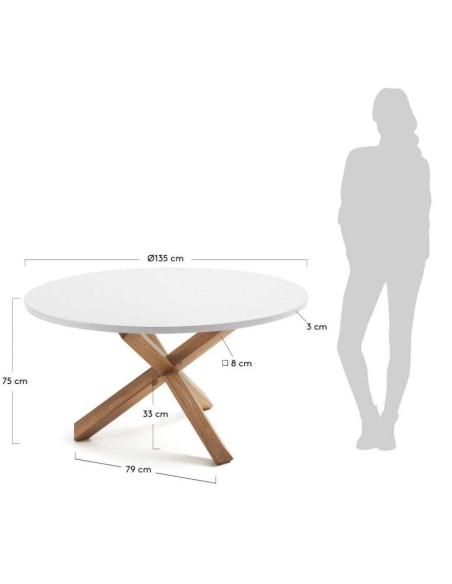 Mesa LOTUS Ø135 cm, de comedor, blanca - Kave Home, Vackart