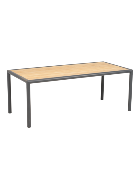 Mesa de Centro Exterior GORDON 140x65 cm, Aluminio, Madera de Teca / Antracita / Natural - Brafab
