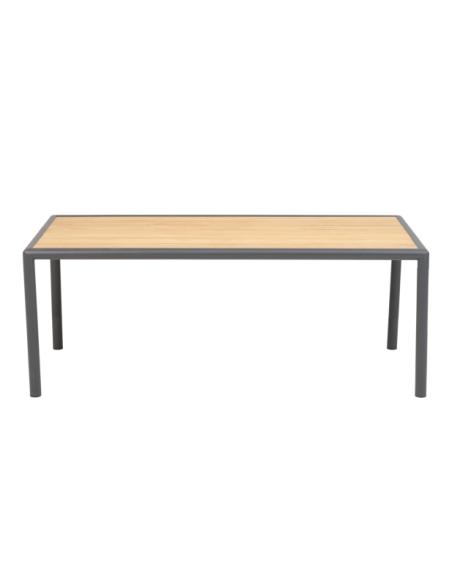 Mesa de Centro Exterior GORDON 140x65 cm, Aluminio, Madera de Teca / Antracita / Natural - Brafab