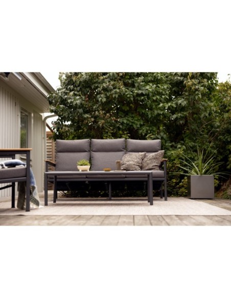 Mesa de Centro Exterior GORDON 140x65 cm, Aluminio, Madera de Teca / Antracita / Natural - Brafab