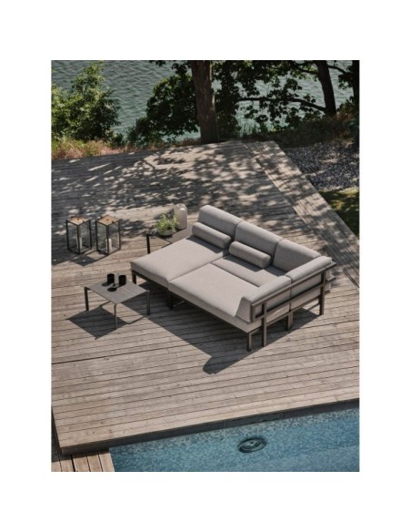 Mesa de Centro Exterior HALLAVARA 56x66 cm, Acero Inox, Piedra compuesta / Antracita / Gris - Brafab