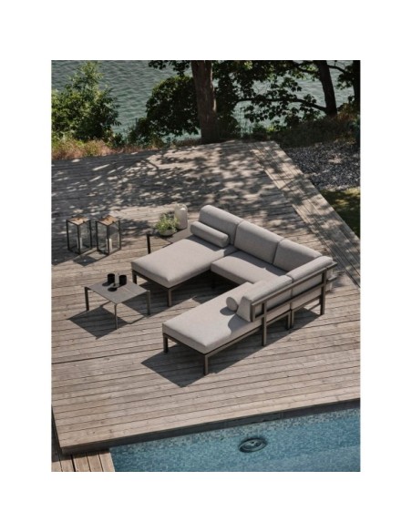 Mesa de Centro Exterior HALLAVARA 56x66 cm, Acero Inox, Piedra compuesta / Antracita / Gris - Brafab