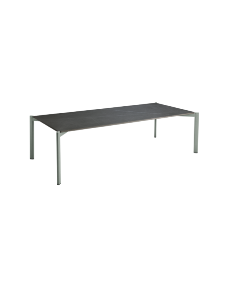 Mesa de Centro Exterior HALLAVARA 146x66 cm, Acero Inox, Piedra compuesta / Verde Empolvado - Brafab