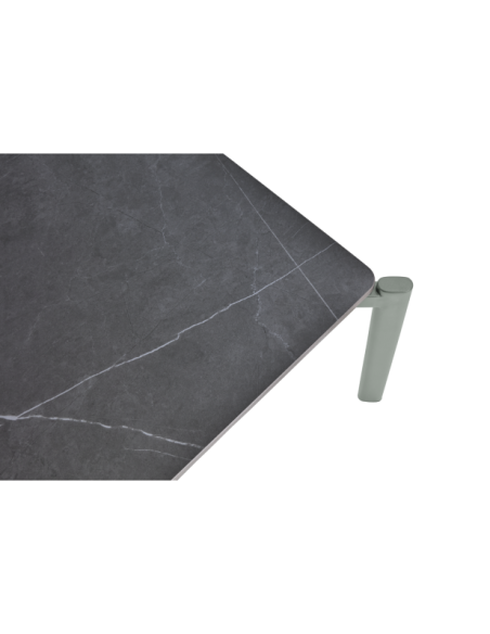 Mesa de Centro Exterior HALLAVARA 146x66 cm, Acero Inox, Piedra compuesta / Verde Empolvado - Brafab