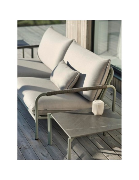 Mesa de Centro Exterior HALLAVARA 56x66 cm, Acero Inox, Piedra compuesta / Verde Empolvado / Gris - Brafab