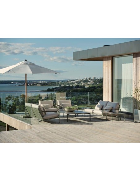 Mesa de Centro Exterior HALLAVARA 56x66 cm, Acero Inox, Piedra compuesta / Verde Empolvado / Gris - Brafab