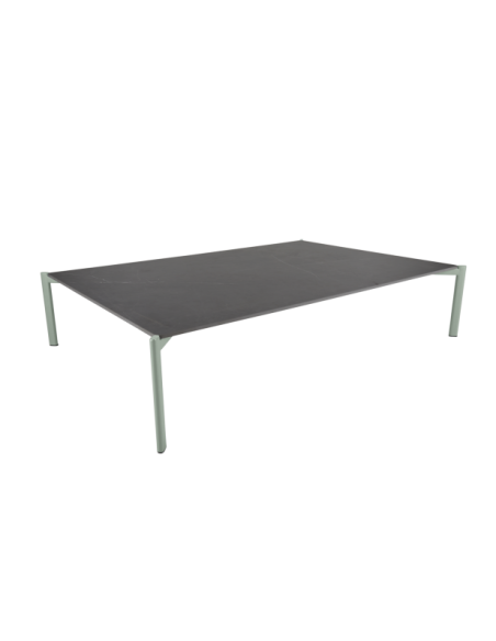 Mesa de Centro Exterior HALLAVARA 162x112 cm, Acero Inox, Piedra compuesta / Verde Empolvado / Gris - Brafab