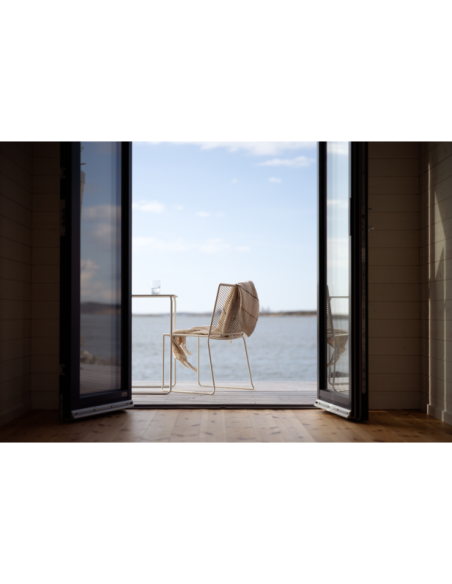 Mesa Bistró Exterior HARU 54x54 cm, Acero / Blanco Perla - Brafab