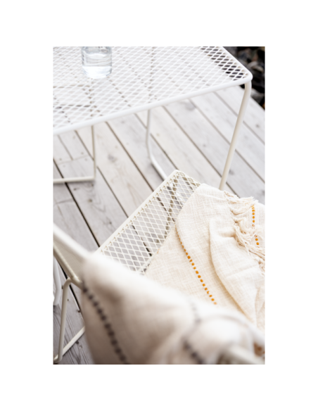 Mesa Bistró Exterior HARU 54x54 cm, Acero / Blanco Perla - Brafab