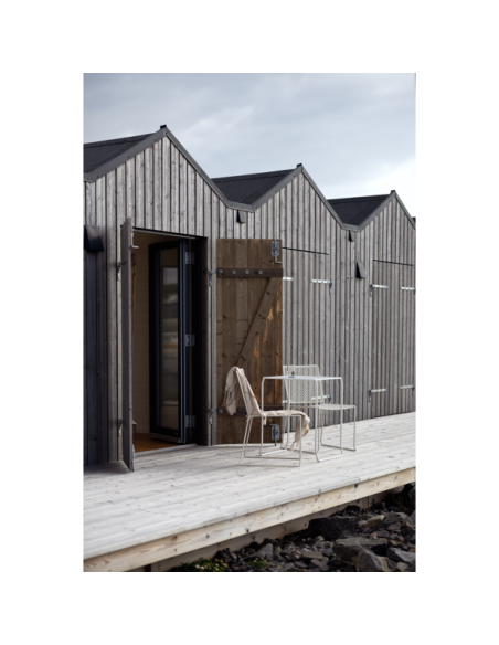 Mesa Bistró Exterior HARU 54x54 cm, Acero / Blanco Perla - Brafab