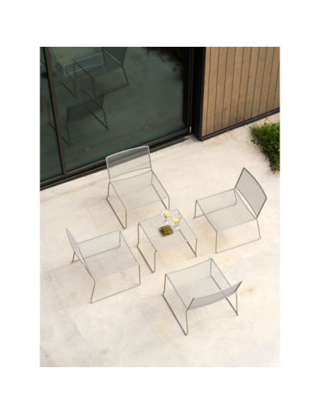 Mesa Auxiliar Exterior HARU 54x54 cm, Acero / Gris Pizarra - Brafab