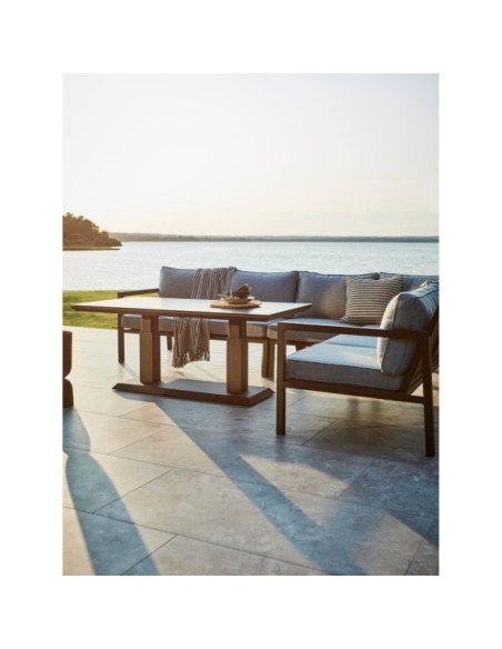 Mesa de Centro Exterior HEIS (altura ajustable), Aluminio, Cristal / Negro - Brafab